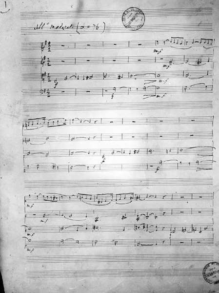 Muziekpartituur voor een Strijkkwartet, Opus 121, 1924 door Gabriel Faure