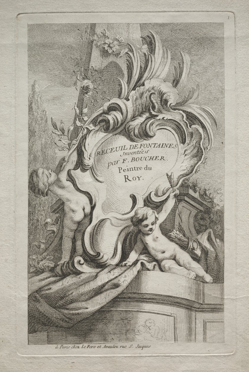 Boek der Fonteinen: Nr. 1, Titelpagina door Gabriel Huquier