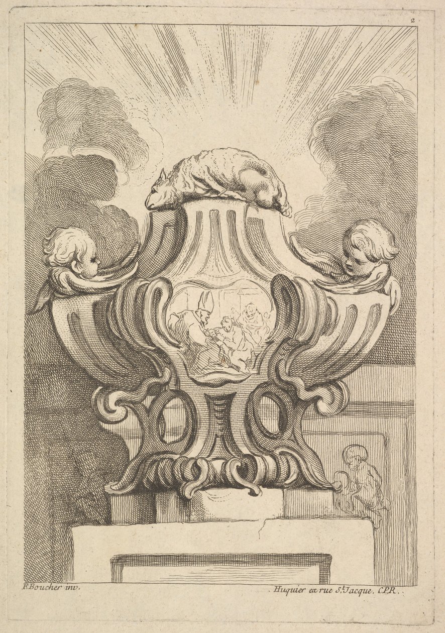 Ontwerp voor een urn, 1725-72 door Gabriel Huquier