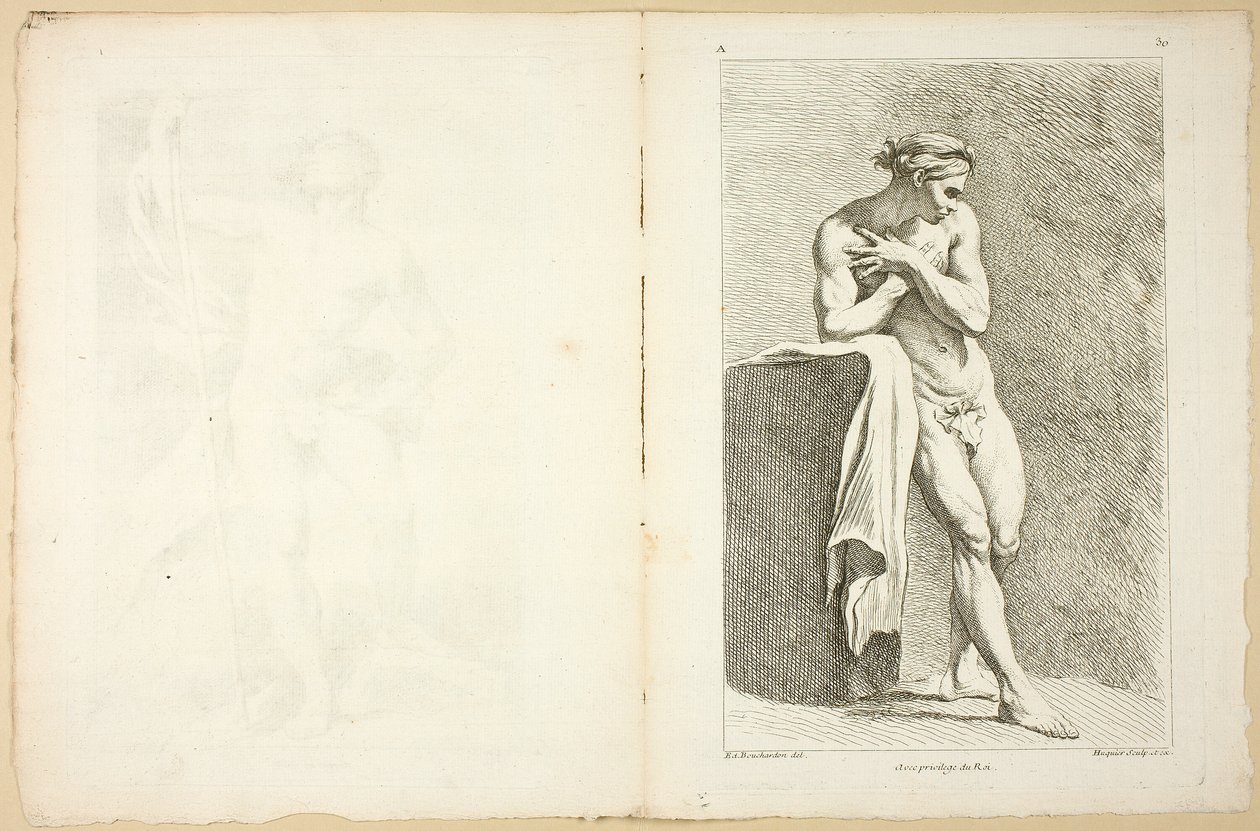 Figuur (recto en verso), uit Premier livre de figures d’Academies gravées en Partie par les Professeurs de l’ Académie Royale door Gabriel Huquier