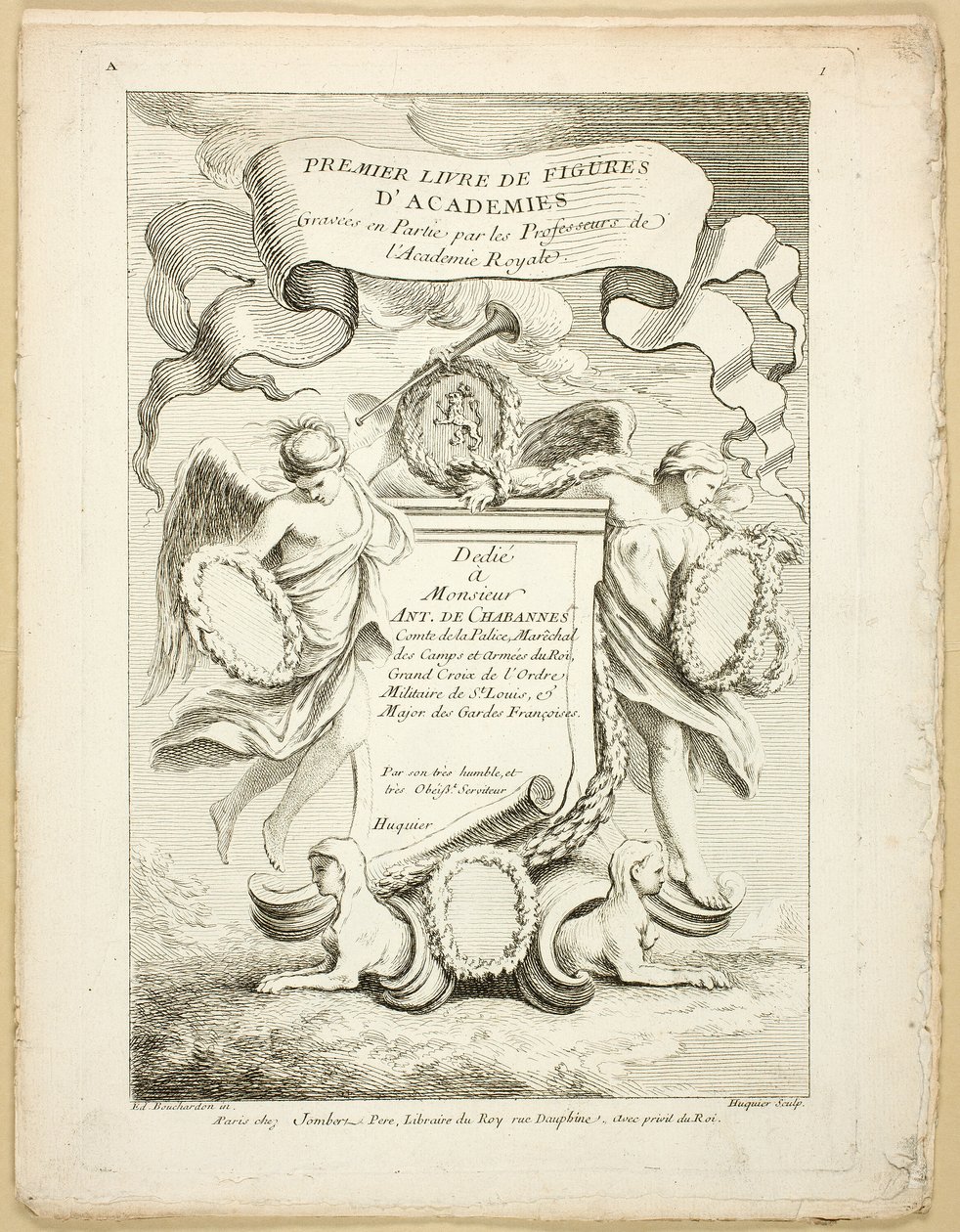 Figuur (recto en verso), uit Premier livre de figures d’Academies gravées en Partie par les Professeurs de l’ Académie Royale door Gabriel Huquier