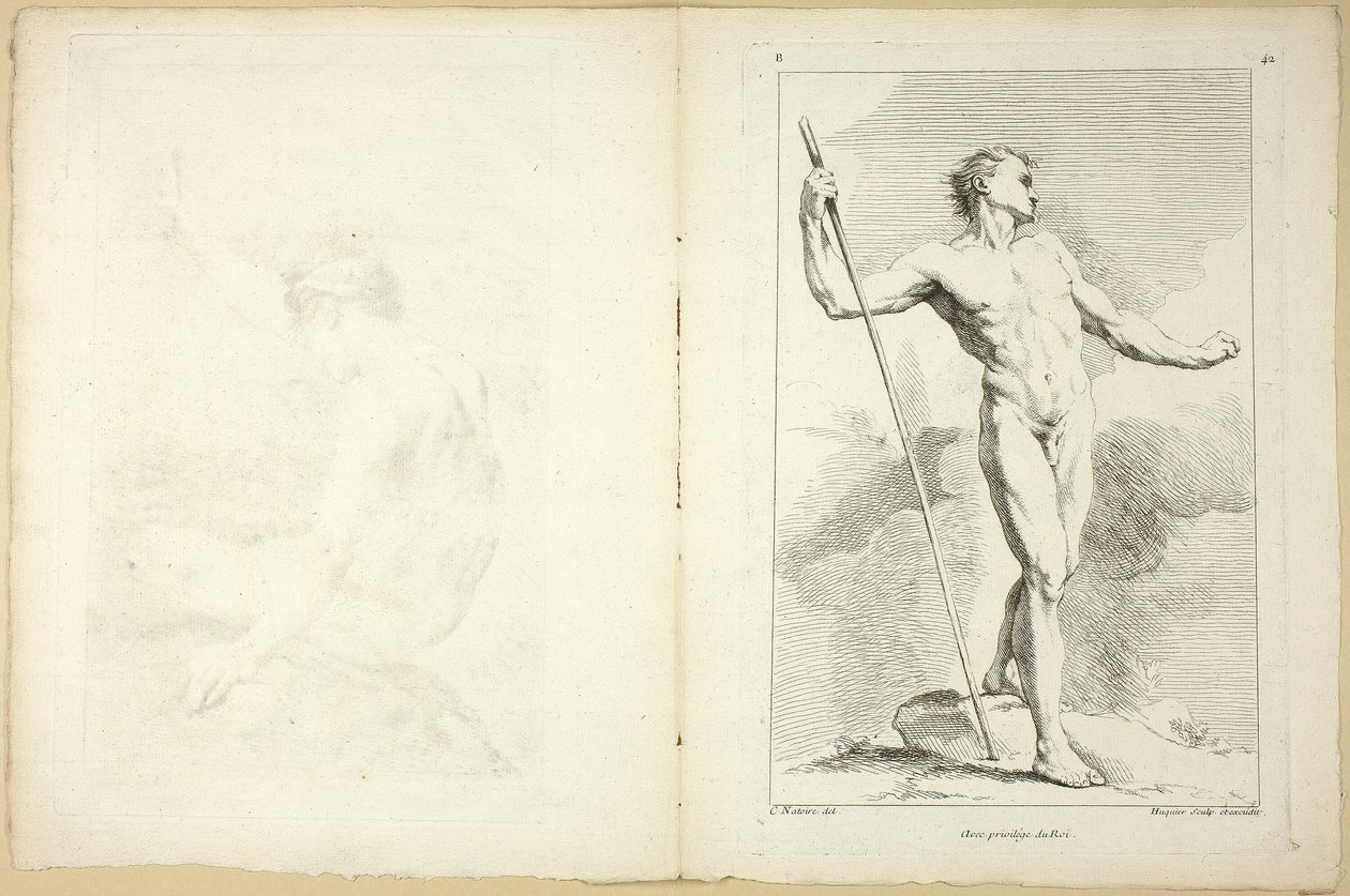 Figuur (recto en verso), uit Seconde livre de figures d’Academies gravées en Partie par les Professeurs de l’ Académie Royale door Gabriel Huquier