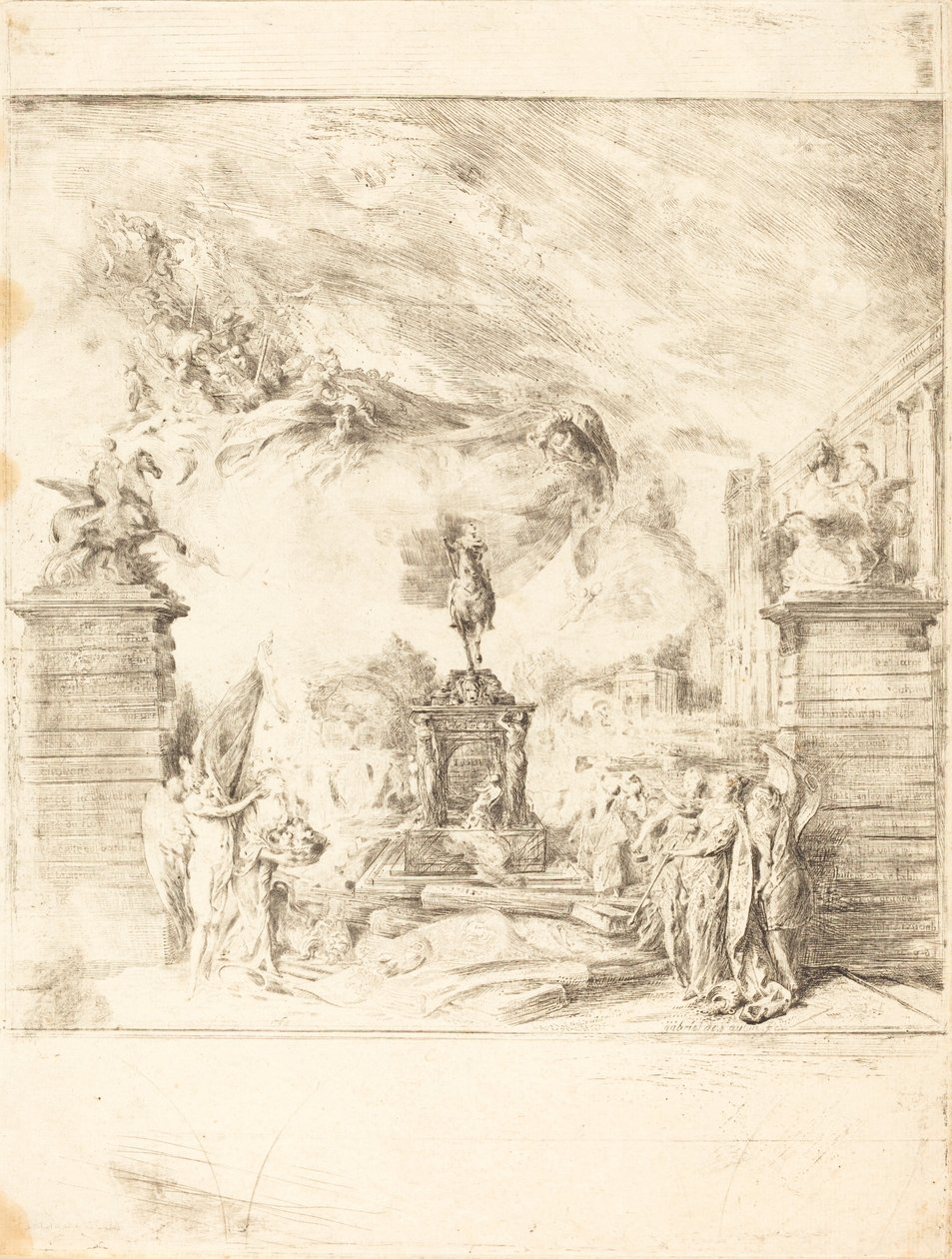 Allegorie op de Oprichting van het Standbeeld van Lodewijk XV door Gabriel Jacques de Saint Aubin