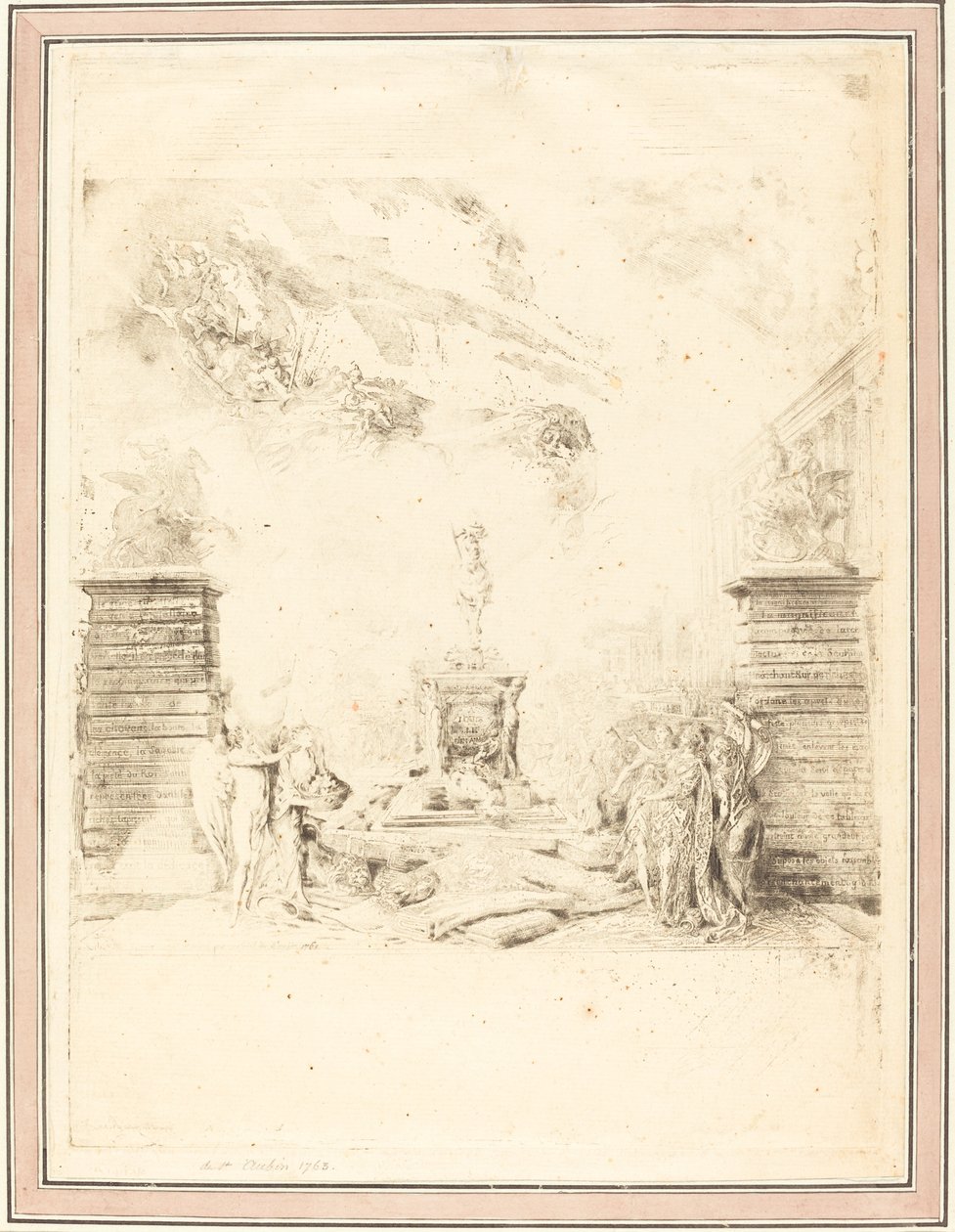 Allegorie op de Oprichting van het Standbeeld van Lodewijk XV door Gabriel Jacques de Saint Aubin