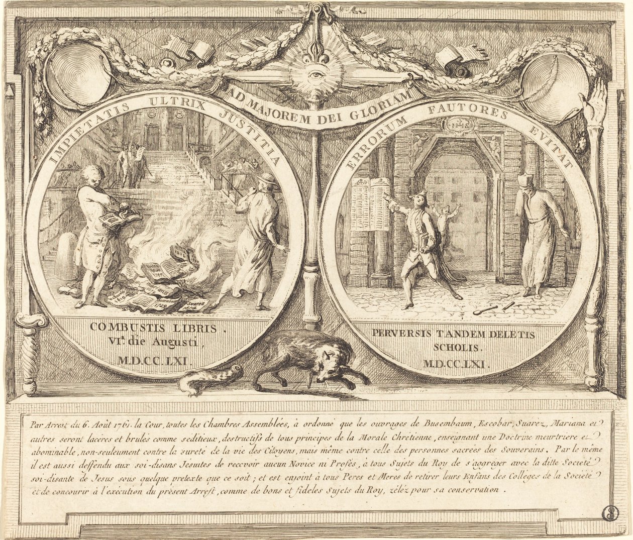De verdrijving van de jezuïeten door Gabriel Jacques de Saint Aubin