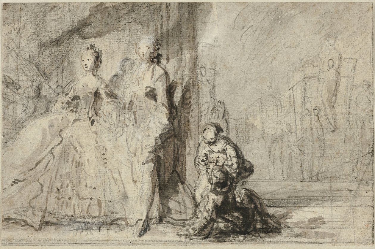 De promenade op de boulevard door Gabriel Jacques de Saint Aubin