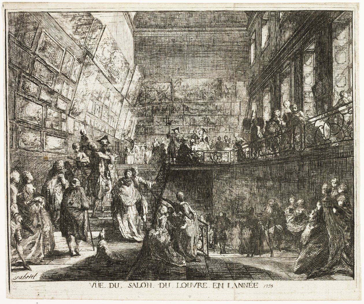 Uitzicht op de Salon in het Louvre in het Jaar 1753 door Gabriel Jacques de Saint Aubin