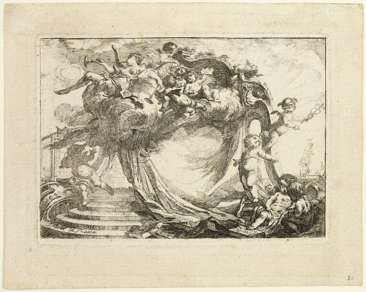 Vignet voor een Adres door Gabriel Jacques de Saint Aubin
