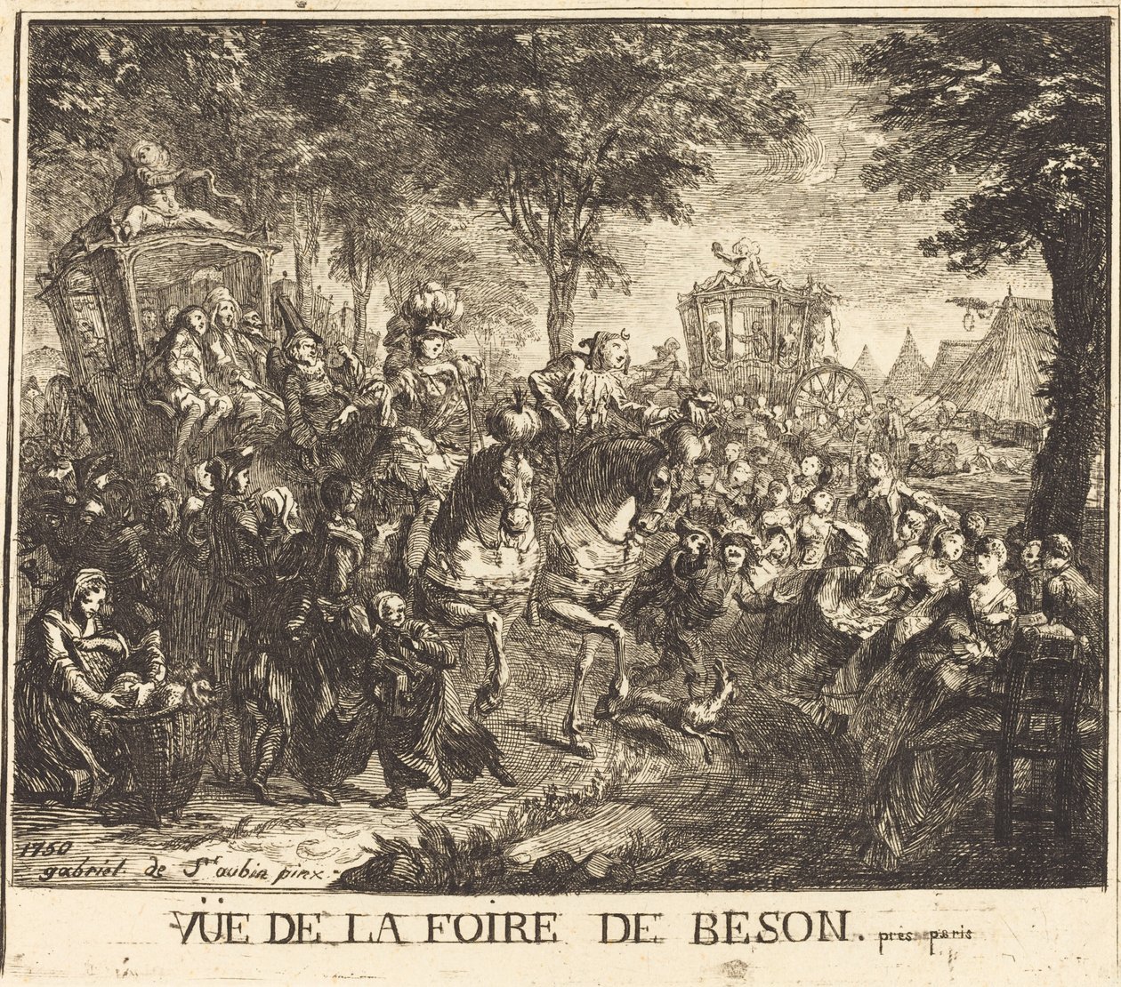 Uitzicht op de kermis van Beson door Gabriel Jacques de Saint Aubin