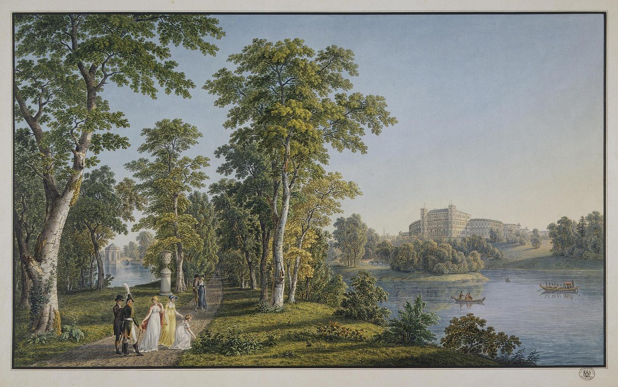Uitzicht op het paleis in Gatchina vanuit het park, 1753 door Gabriel Ludwig Lory the Elder