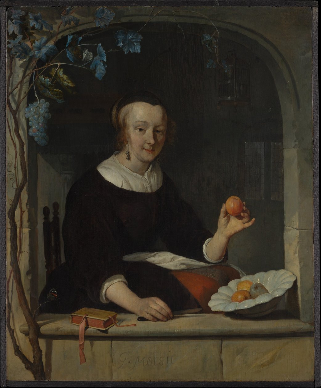 Een vrouw zittend bij een raam door Gabriel Metsu