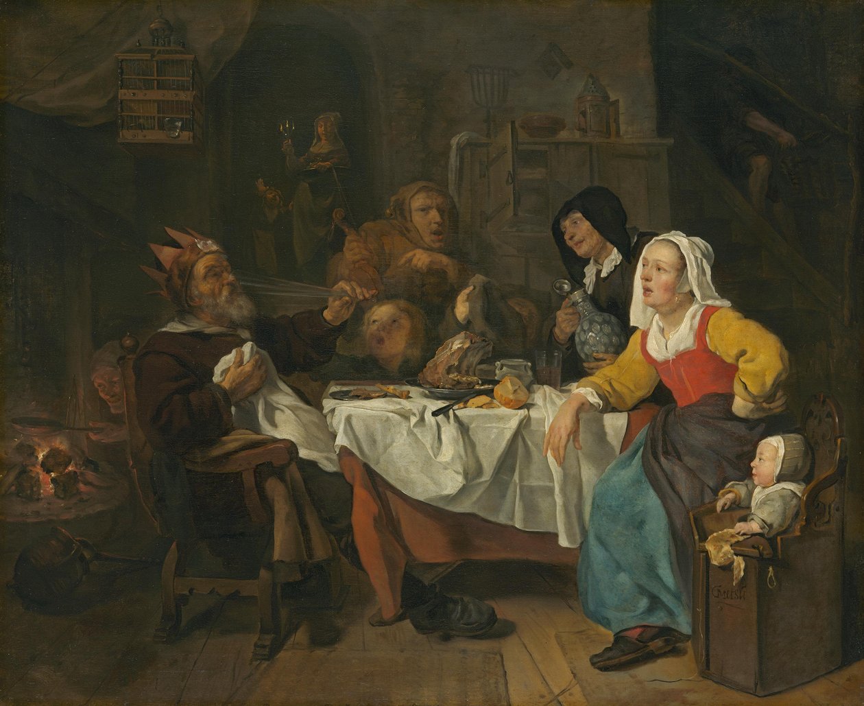 De koning drinkt door Gabriel Metsu
