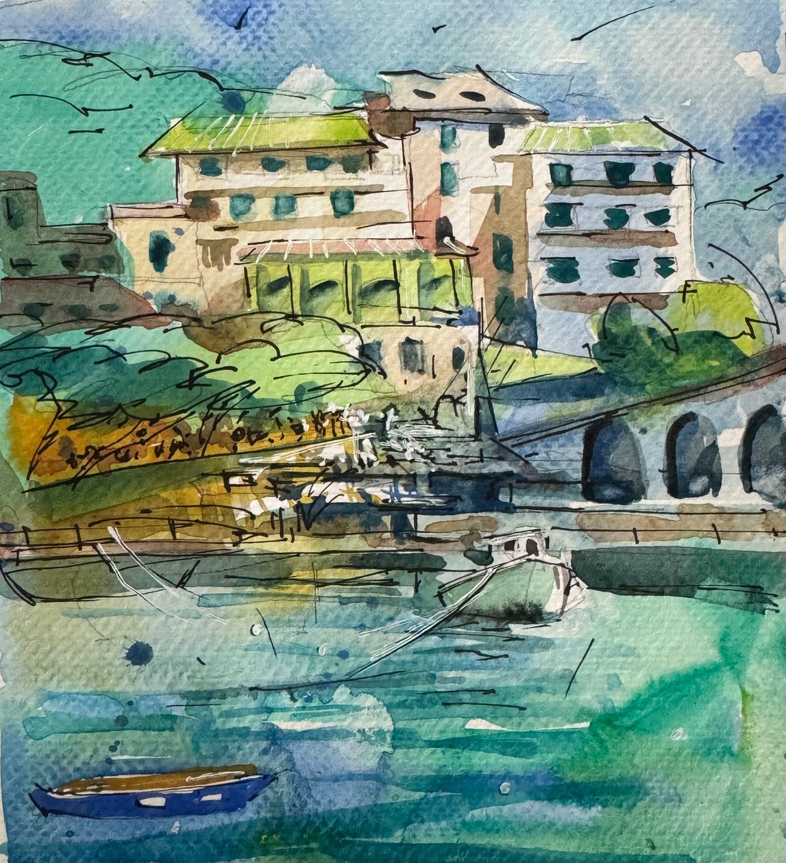 Capri Studie, 2024 (aquarel op papier) door Gabriel Palma