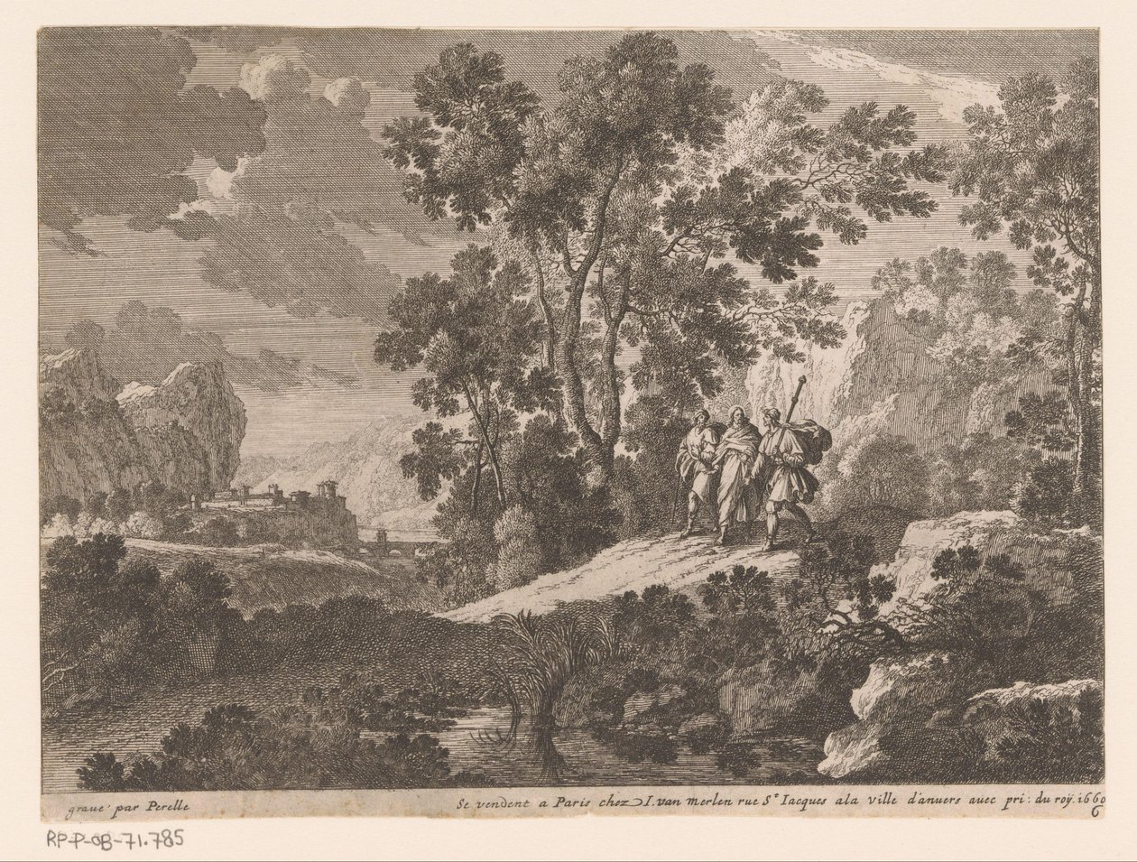 Christus en de Emmaüsgangers door Gabriel Perelle