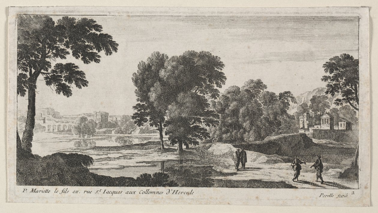 Landschap met figuren door Gabriel Perelle