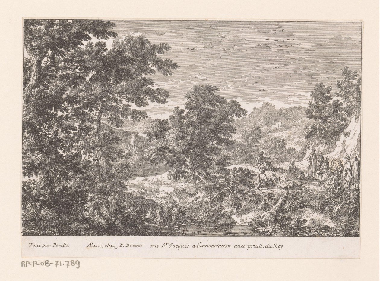 Landschap met Christus sprekend tot discipelen (Landschappen met Bijbelse voorstellingen) door Gabriel Perelle