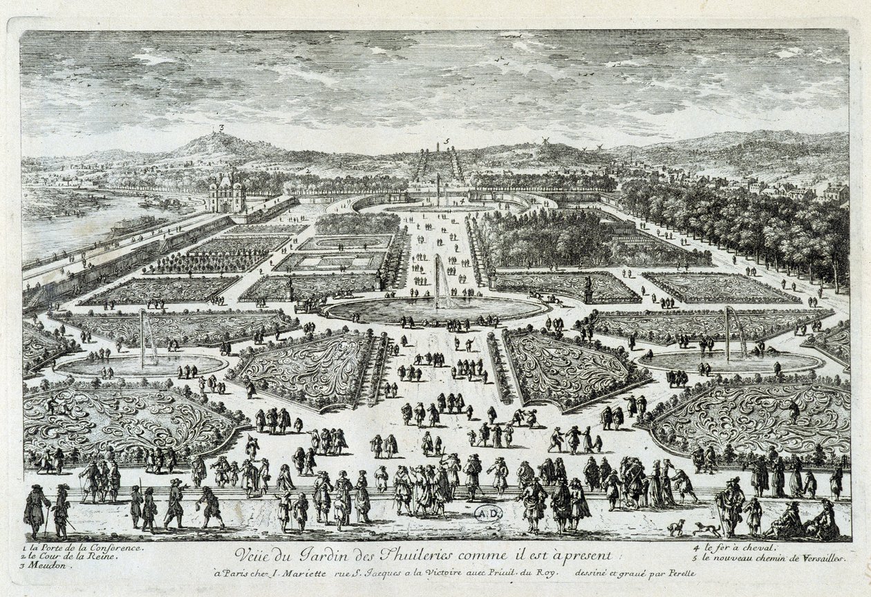 Uitzicht op de Tuilerieën zoals het nu is - gravure door Perelle, eind 17e eeuw door Gabriel Perelle
