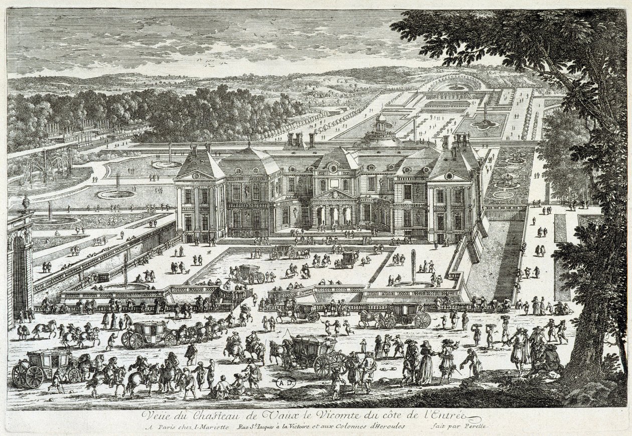 Uitzicht op het kasteel van Vaux Le Visomte vanaf de ingangszijde - door Perelle, eind 17e eeuw door Gabriel Perelle