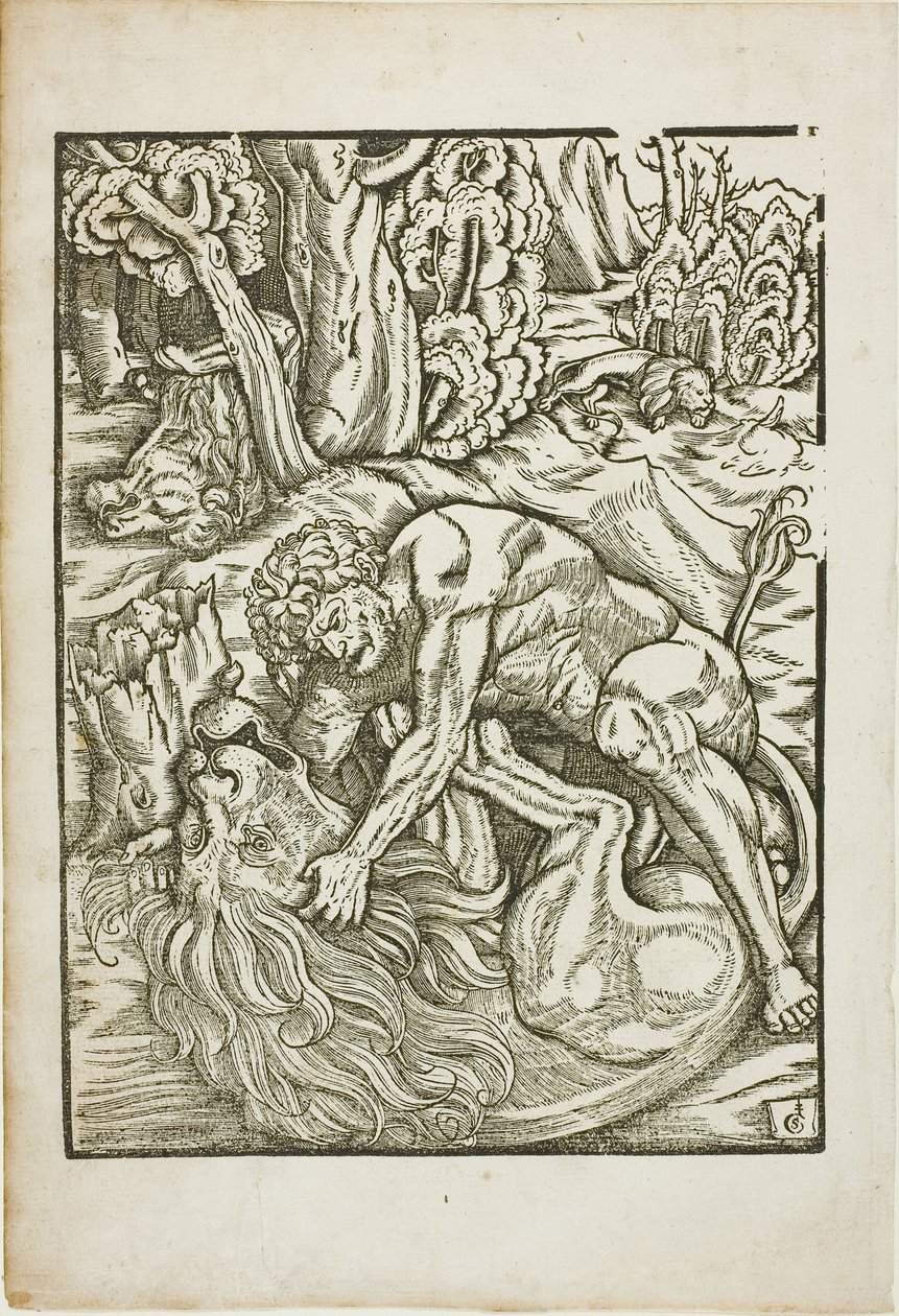 Hercules Wurgt de Nemeïsche Leeuw, uit de Werken van Hercules door Gabriel Salmon