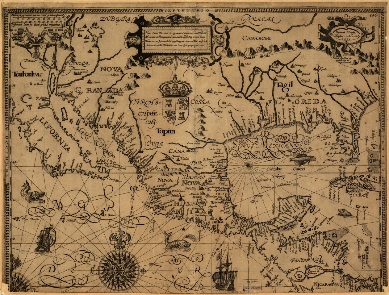 Nova et rece terraum et regnorum Californae, nouae Hispaiae Mexicanae, et Peruviae. door Gabriel Tatton