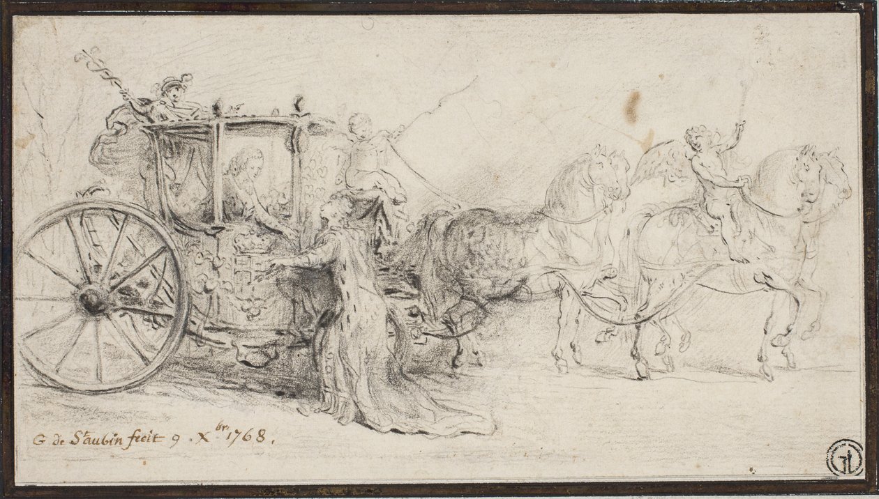Parijs verwelkomt Christian VII door Gabriel de Saint Aubin