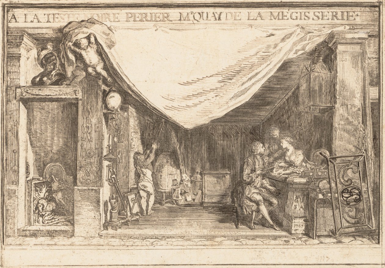 De Winkel van M. Périer, IJzerhandelaar, 1767 door Gabriel de Saint Aubin