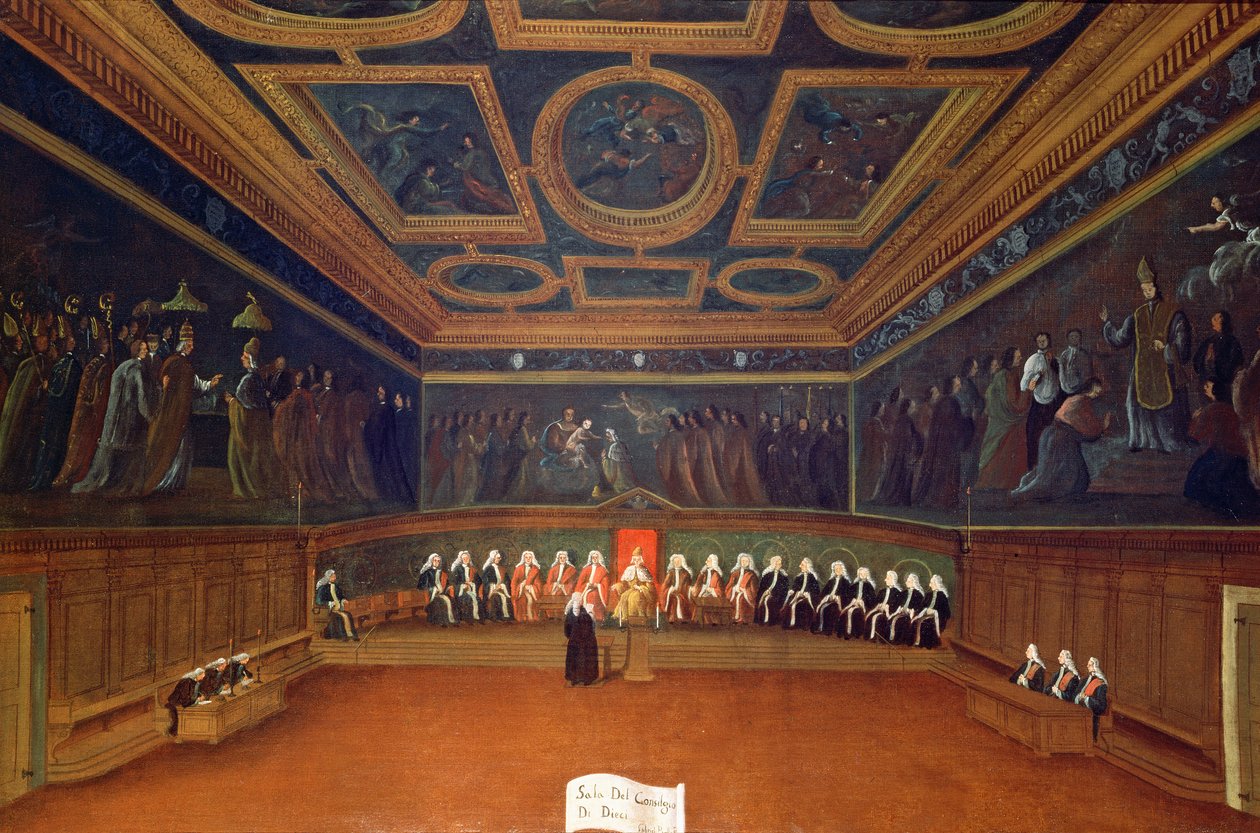 De Kamer van de Raad van Tien, Dogepaleis, Venetië door Gabriele Bella