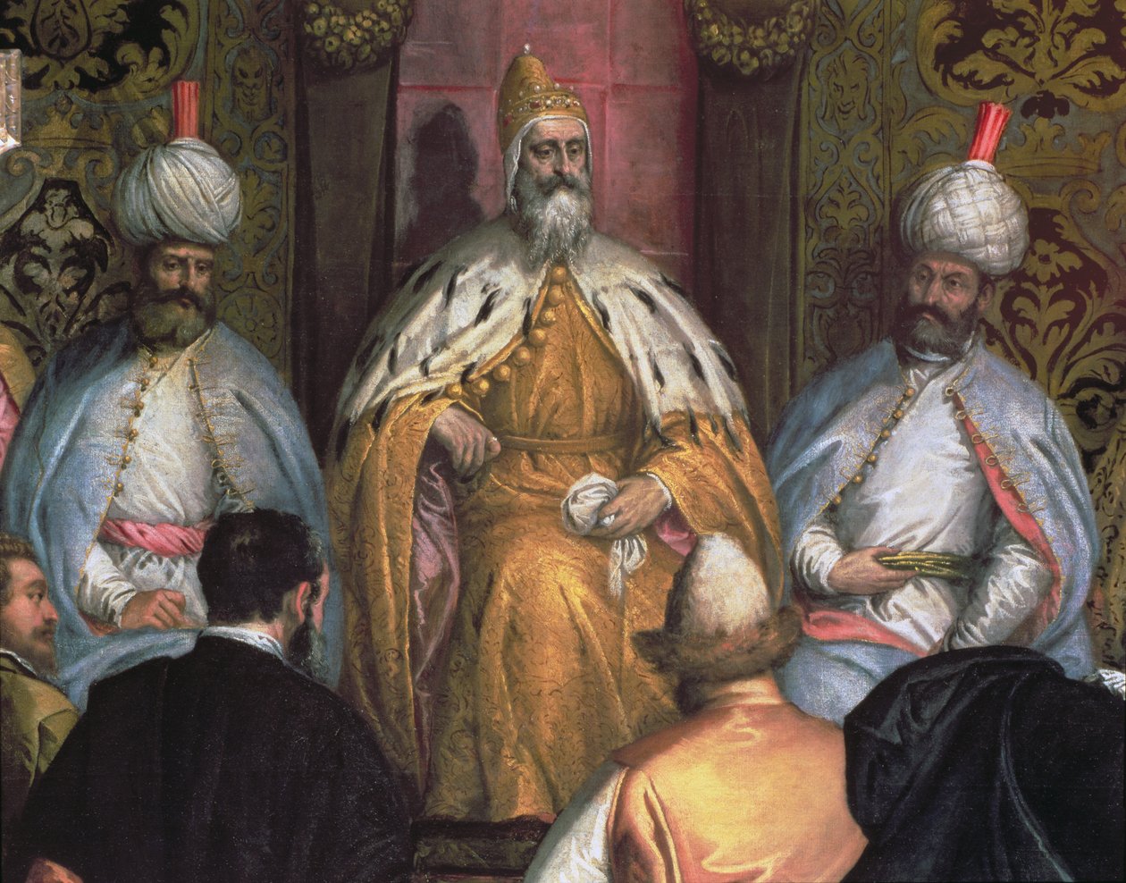 De Doge Marino Grimani Ontvangt de Ambassadeur van Perzië (detail) door Gabriele Caliari