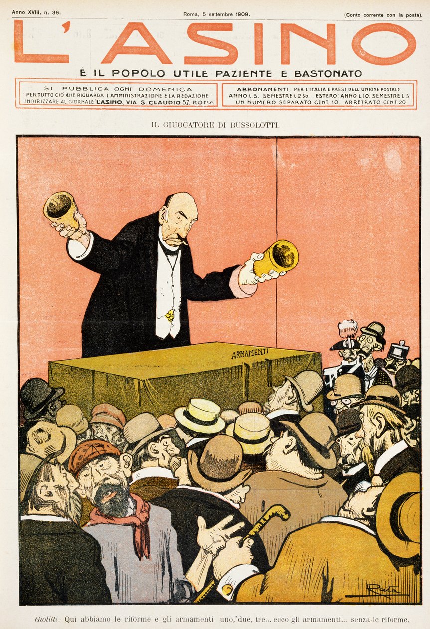 Balletjespeler, satirische cartoon gewijd aan Giovanni Giolitti (1842-1928), uit L