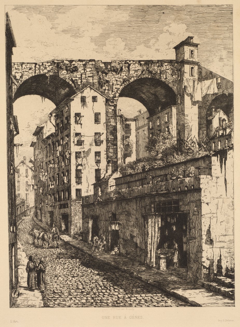 Een Straat in Genua, 1878 door Gabrielle Marie Niel