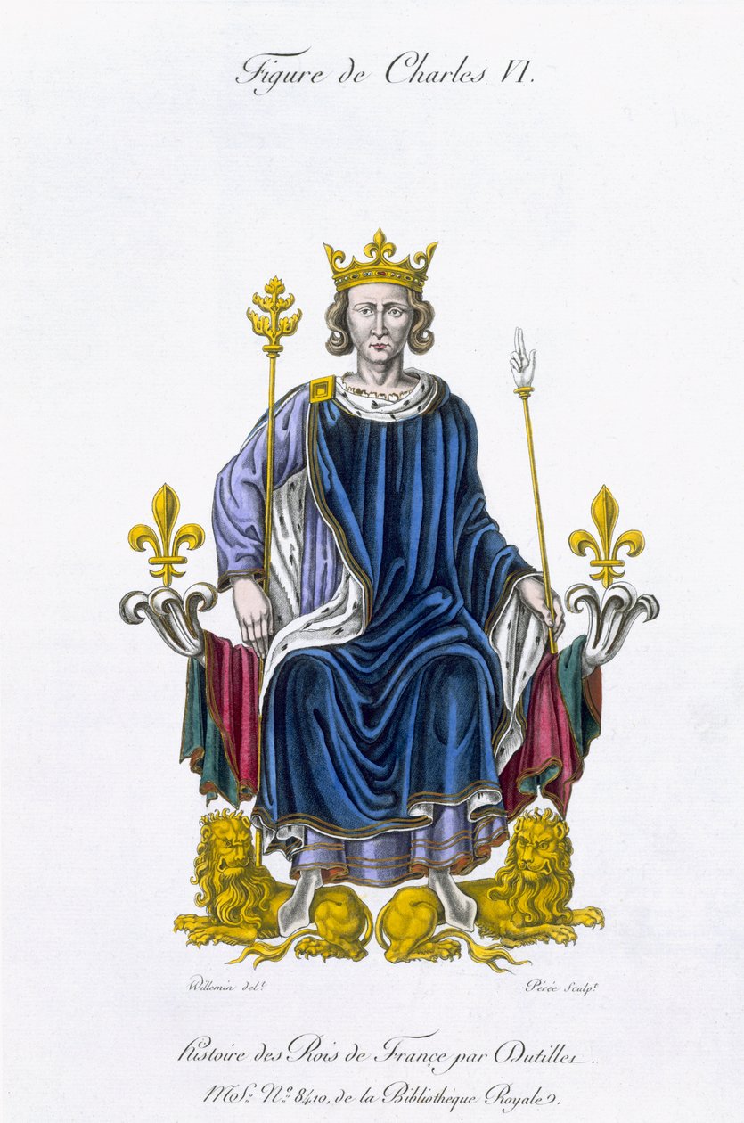 Beeld van Karel VI, gegraveerd door Amedee Peree, uit 