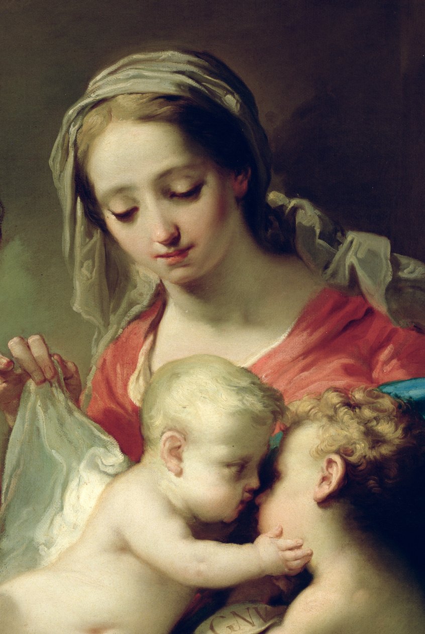 Madonna en Kind met Heiligen Johannes, Anna en Rocco, c.1785 (detail) door Gaetano Gandolfi