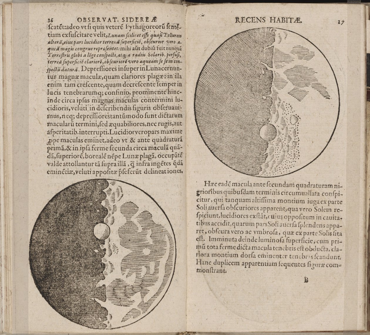 Blad uit het boek Sidereus Nuncius Sidereale Boodschapper van Galileo Galilei, 1610 door Galileo Galilei