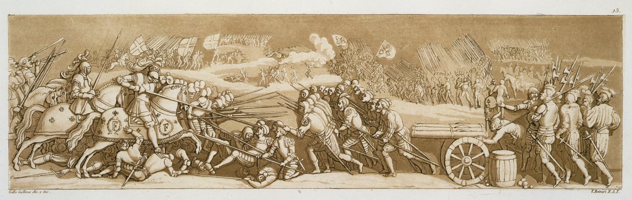 De Slag bij Melegnano, 1515, plaat 15 uit 
