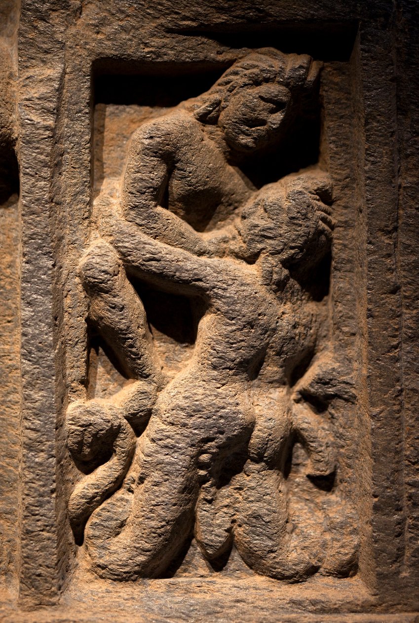 Triton. Laag reliëf gesneden, kunst van Gandhara (Pakistan), 2e-3e eeuw door Gandhara School