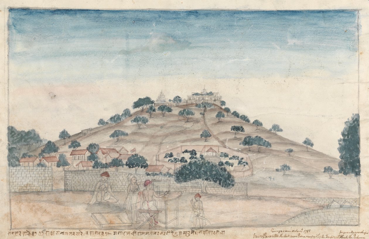 Uitzicht op Parbati, een Heuvel bij Poona Bezet door Tempels Bezocht door de Peshwa door Gangaram Chintaman Tambat