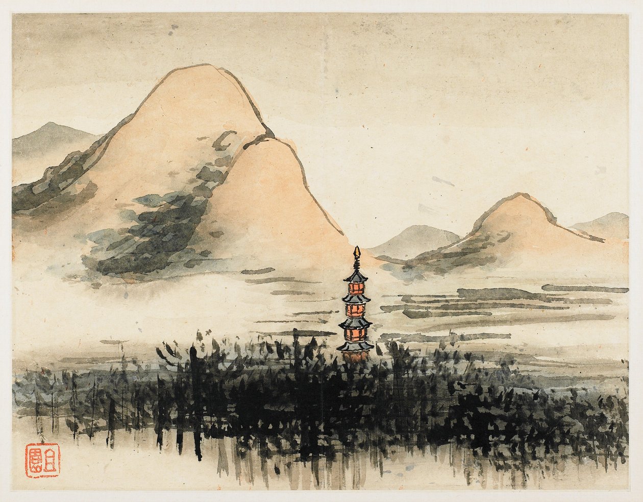 Vingerschildering, uit een album van tien werken door Gao Qipei