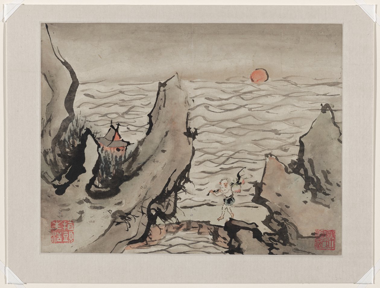 Vingerverf, uit een album van tien door Gao Qipei