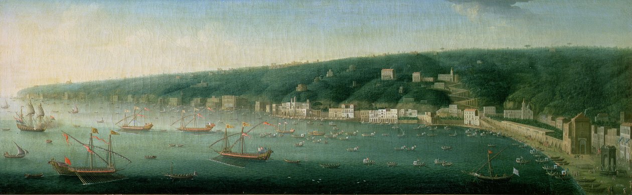 Uitzicht op Napels vanuit het oosten, 1730 door Gaspar Butler