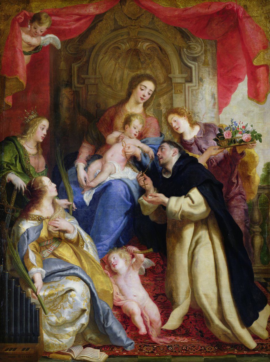 De Maagd biedt de Rozenkrans aan St. Dominic aan, 1641 door Gaspar De Crayer