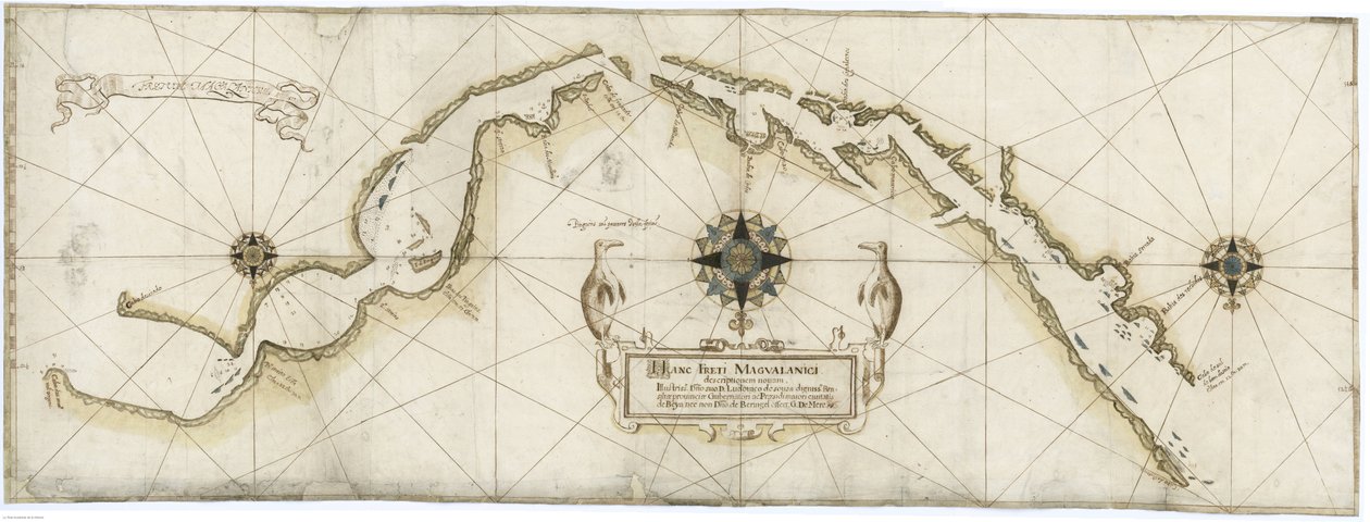 Algemene kaart van de Straat van Magellaan gemaakt door Gaspar de Mere in 1617 gebaseerd op de kaarten van Jan Outghersz door Gaspar de Mere