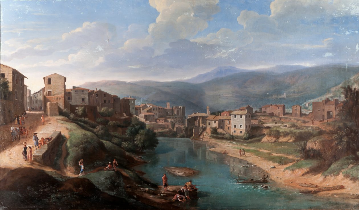 Uitzicht op de Aniene bij Tivoli, ca. 1710-15 door Gaspar van Wittel