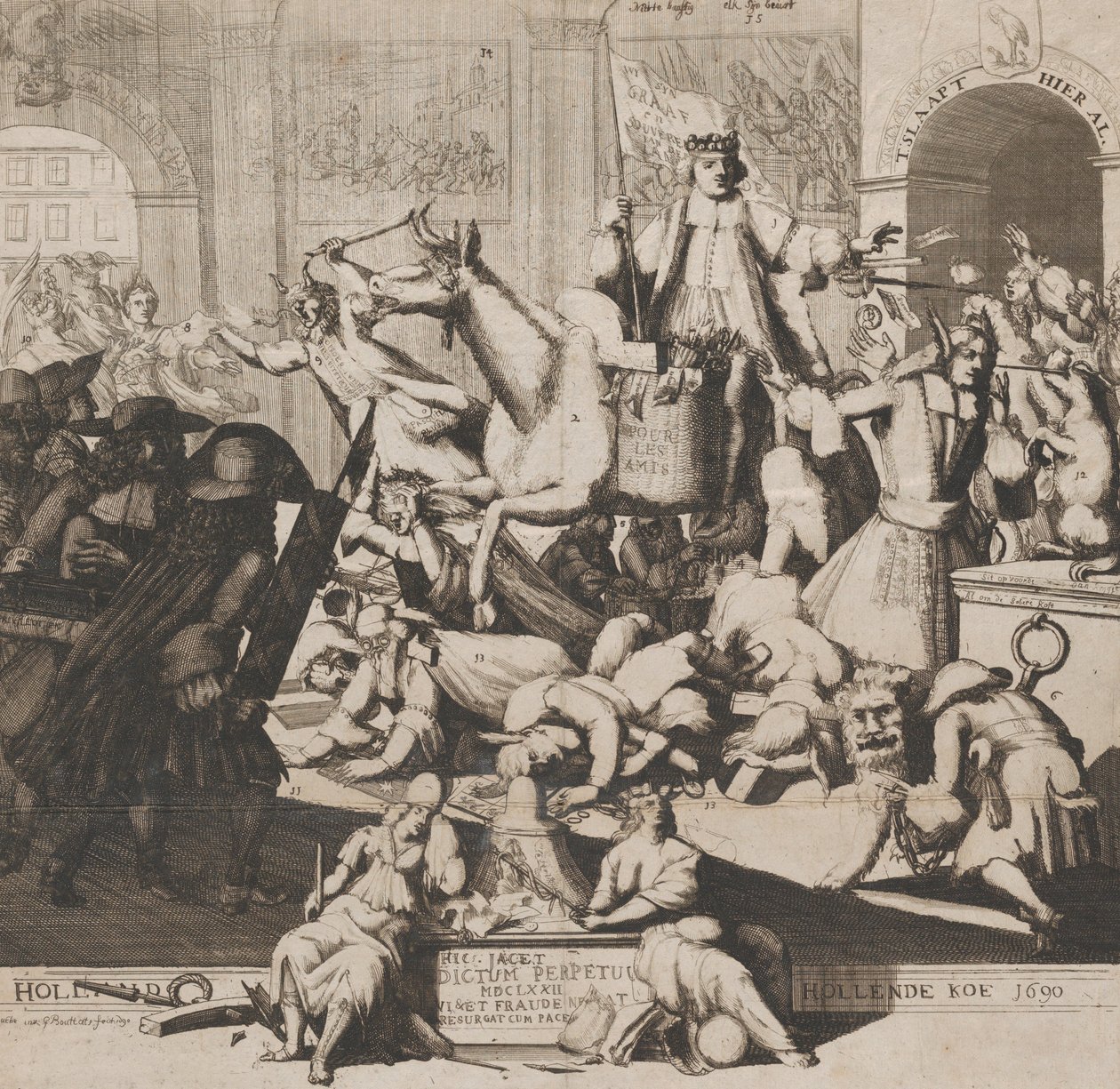 Hollands Hollende Koe, 1690. door Gaspar Bouttats