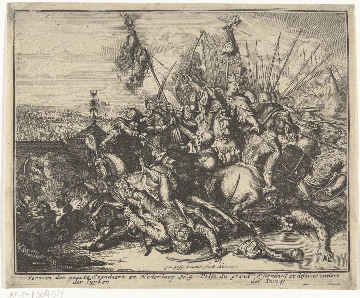 Nederlaag van het Ottomaanse leger tijdens het Beleg van Wenen Korte beschryvinghe, en de aen-wysinghe der plaetsen in desen boeck, met hunnen teghen woordighen standt, pertinentelijk uyt-ghebeldt, in Oostenryck door Gaspar Bouttats