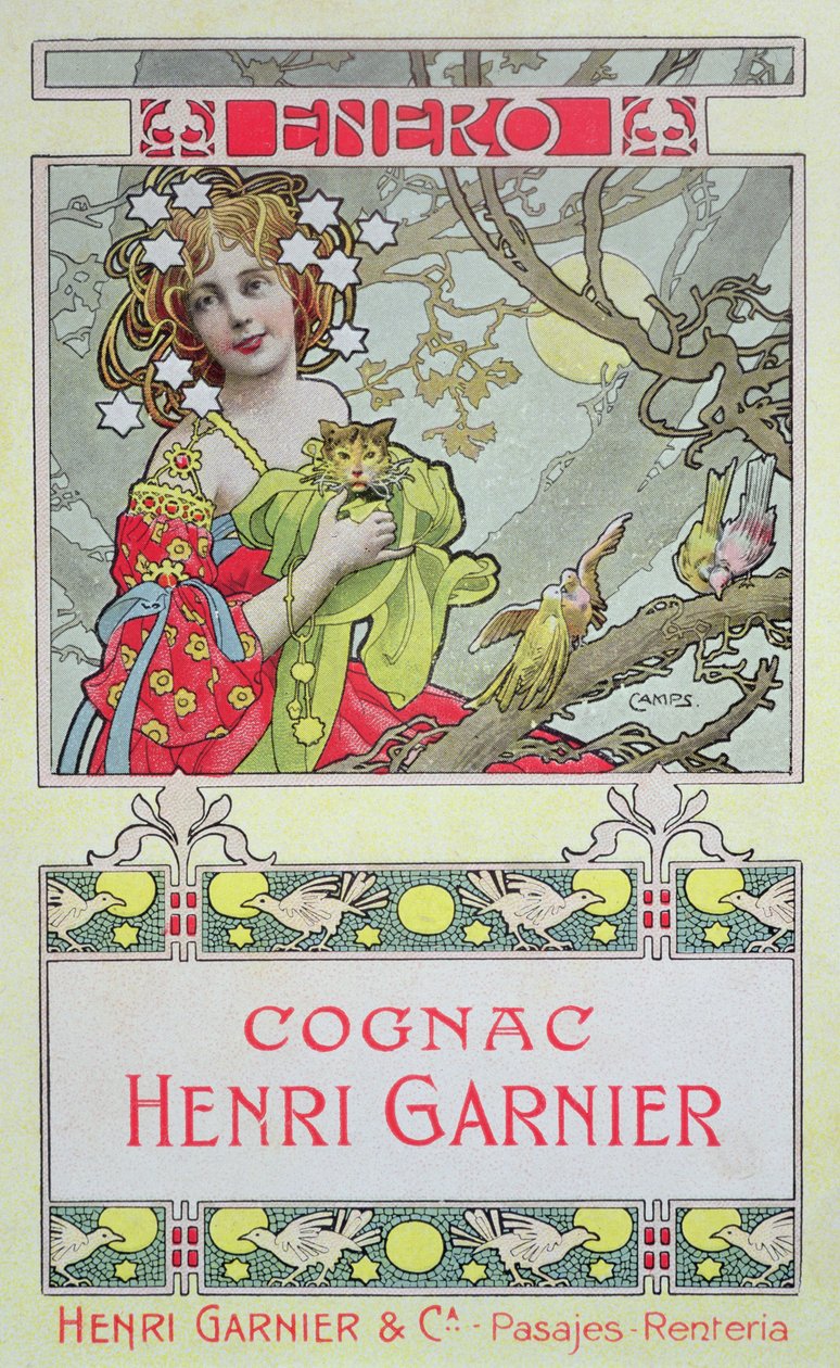 Januari, uit een kalender voor Henri Garnier & Co. door Gaspar Camps Junyent