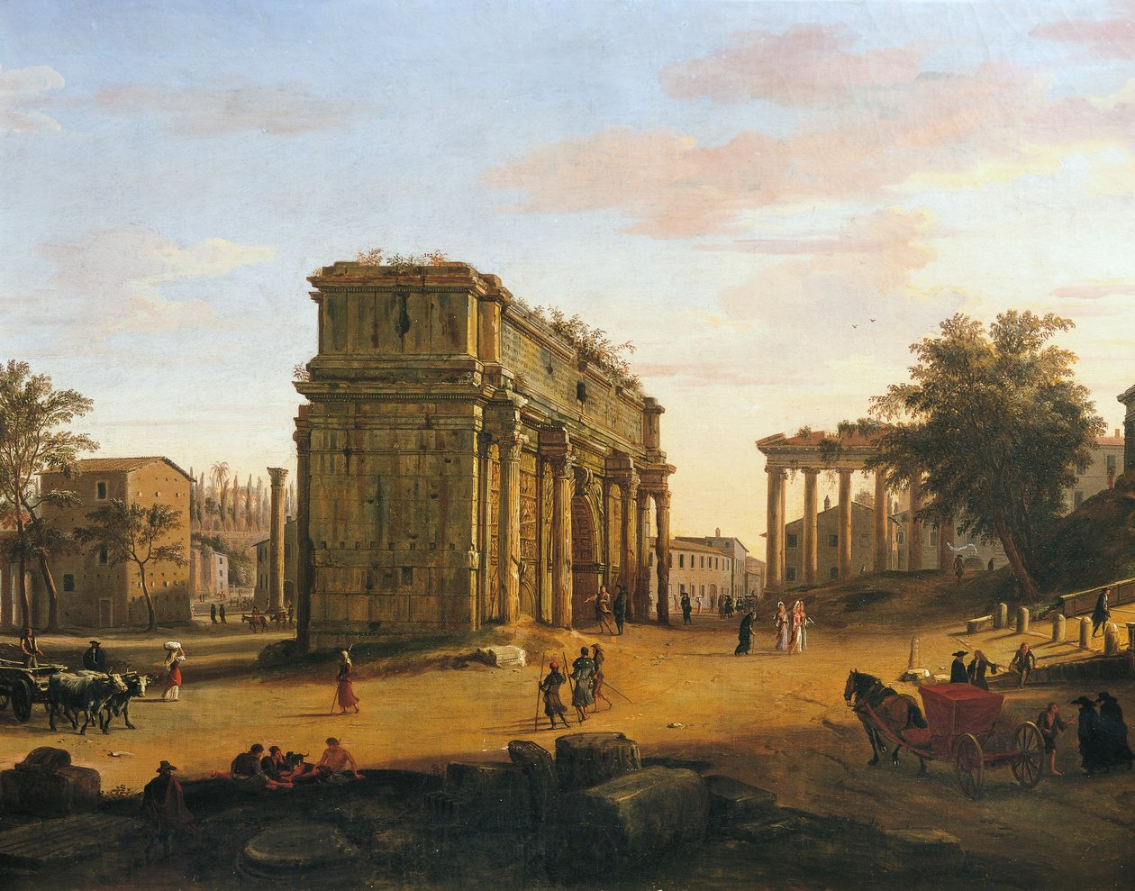 Boog van Septimius Severus in Rome (detail) door Gaspar van Wittel