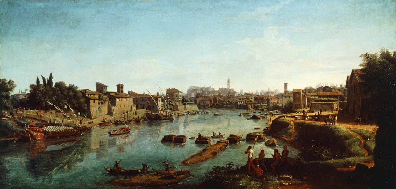 Uitzicht op de Tiber door Gaspar van Wittel