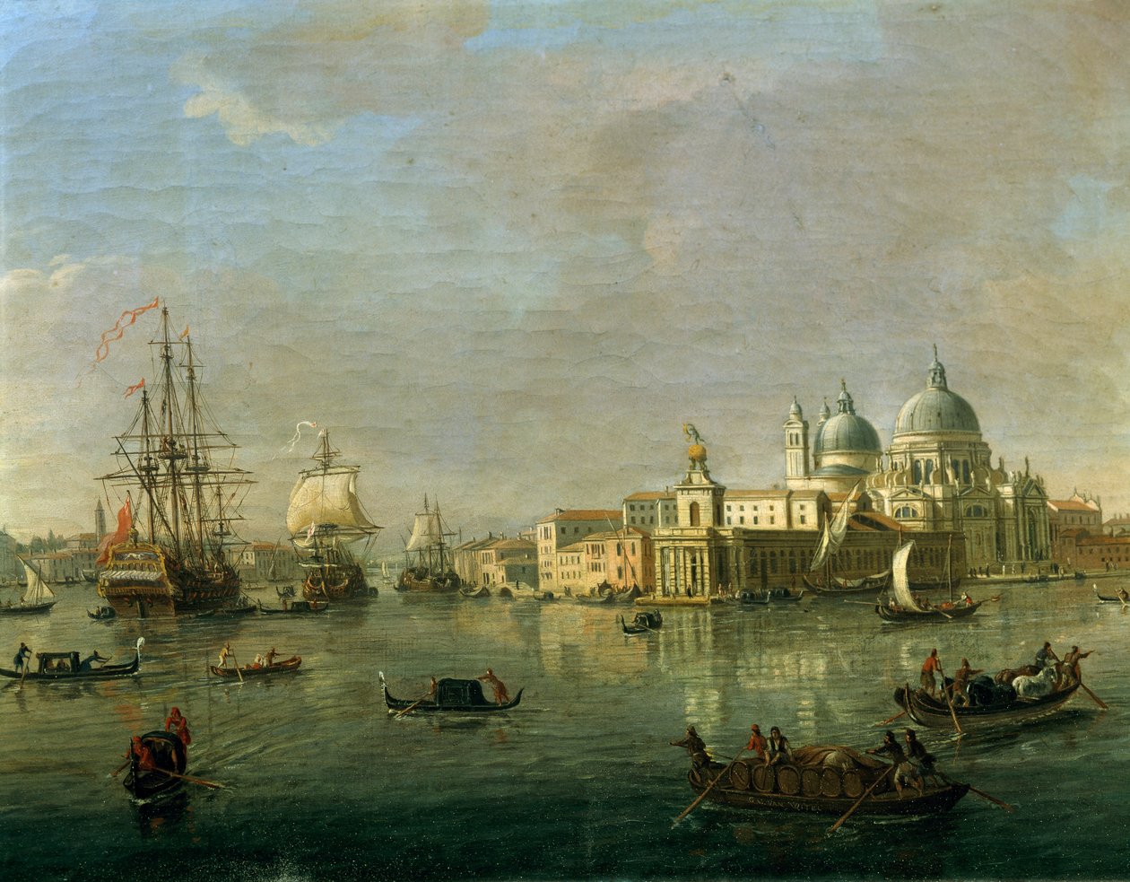 Uitzicht op Venetië met Giudecca en Douanehuis (detail) door Gaspar van Wittel