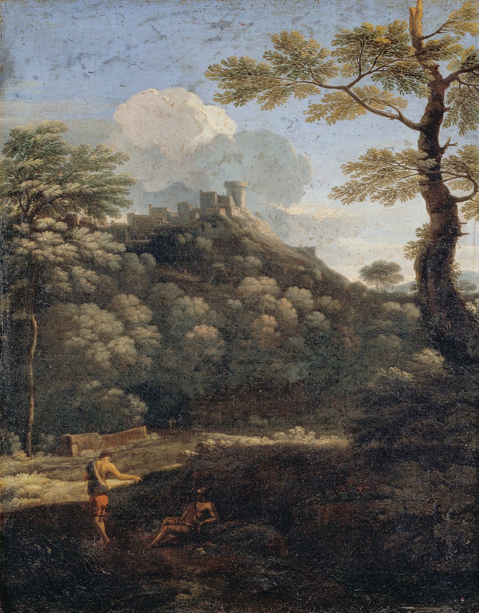 Een kasteel in een bos door Gaspard Poussin Dughet