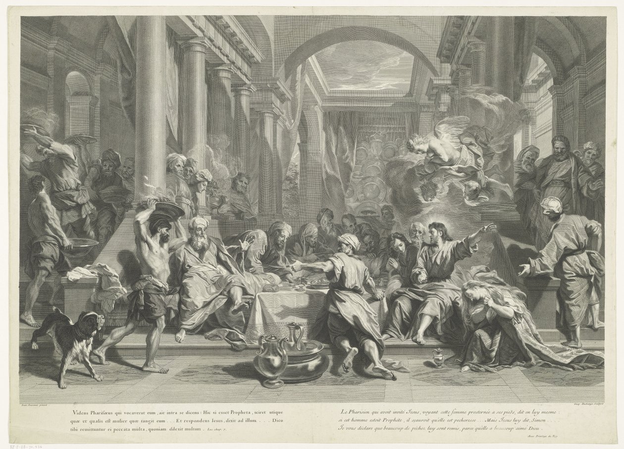 Christus in het huis van Simon de Farizeeër door Gaspard Duchange